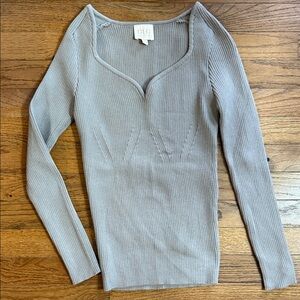 Tan Ribbed Long Sleeve Top